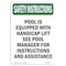Signmission OSHA INSTRUCTIONS, 24" Height, Rigid Plastic, 24" x 18", Portrait, Pool Is Equipped OS-SI-P-1824-V-11480 - alternate 1